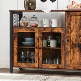 VASAGLE Kommode 110 x 75 x 33 cm Braun / Schwarz