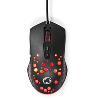 Nedis Gaming Mouse Verdrahtet 800 / 1200 / 2400 / 3200 / 4800 / 7200 dpi Einstellbar DPI Anz (Kabelgebunden), Maus, Schwarz