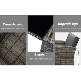 MeXo Polyrattan Lounge-Set 4-tlg. grau/hellgrau