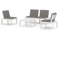 vidaXL Garten-Lounge-Set 4-tlg. Kunststoff weiß