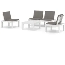 vidaXL Garten-Lounge-Set 4-tlg. Kunststoff weiß