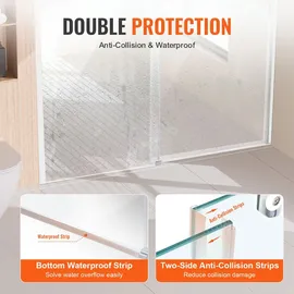 Vevor Rahmenlose Duschtür Schiebetür für Duschabtrennung 1474-1499 x 1905 mm, Dusch-glasschiebetür mit 8 mm klarem Hartglas, wasserdicht bruchsicher, schmutzabweisend, mit Edelstahlbeschlägen