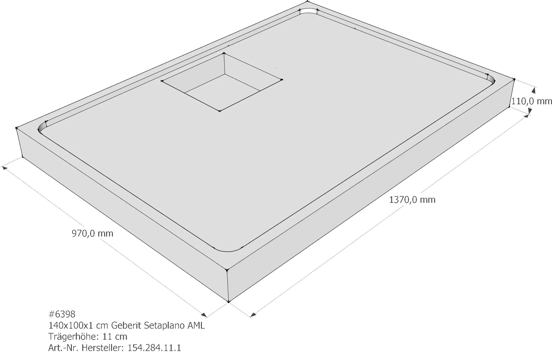 Duschwannenträger Geberit Setaplano 140x100x1 cm AML150