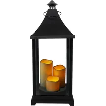 INDA-EXCLUSIV Große Laterne Gartenlaterne inkl. 3 LED Kerzen Timer 24x24x59cm