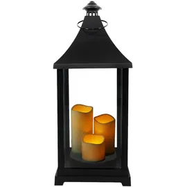 INDA-EXCLUSIV Große Laterne Gartenlaterne inkl. 3 LED Kerzen Timer 24x24x59cm