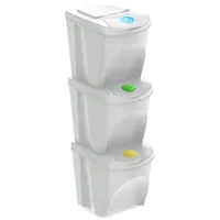 Well home mobiliario & decoración 3er-Set Recycling-Mülleimer, gebrochenes Weiß,