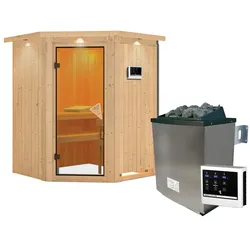 Karibu Sauna Larin-9kWOfen-Steuergerät-Inkl.Dachkranz inkl. gratis Saunaofen im Wert von 599,99 €