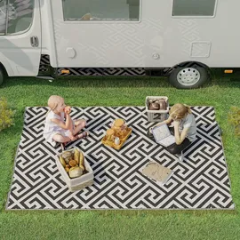 Outsunny Outdoor-Teppich 243 x 152 cm Schwarz/Weiß