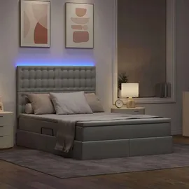 vidaXL Bett mit Stauraum und LED Hellgrau 140 x 190 cm