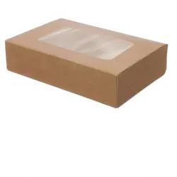 Blanc HYGIENIC Kartonverpackungen Snackboxen mit Sichtfenster, 210 Stück, 19 x 13 x 5 cm, natur, To Go, Größe 3