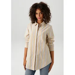Hemdbluse, im pastelligen Streifen-Dessin, Gr. 38, beige-hellblau-salbei-wollweiß, , 50052613-38