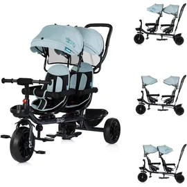 Chipolino Dreirad Hip Hop, zwei Kinder, bis 40 kg, Sitze 360° drehbar hellblau