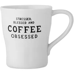 Bloomingville Tasse Wendy mit Schrift, Steingut, Coffee obsessed