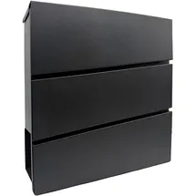 Relaxdays Briefkasten Schwarz inkl. Zeitungsfach