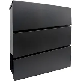 Relaxdays Briefkasten Schwarz inkl. Zeitungsfach
