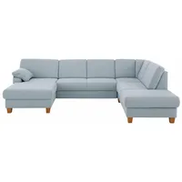 Wohnlandschaft HOME AFFAIRE "Belfort U-Form", blau (aqua), B:314cm H:88cm T:91cm, Luxus-Microfaser Vintageoptik(100% Polyester);Struktur fein ( 100% Polyester);Luxus-Microfaser ALTARA NUBUCK (100% Polyester), Sofas, Wohnlandschaft, mit Federkern, wahlweise mit Bettfunktion und Stauraum