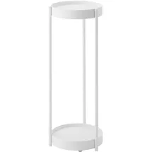 Yamazaki 4366 TOWER 2~Tiered Plant Stand with Caster, white, Steel / Polypropylene / Nylon, 25 x 26.5 x 70 cm