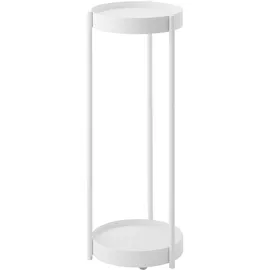 Yamazaki 4366 TOWER 2~Tiered Plant Stand with Caster, white, Steel / Polypropylene / Nylon, 25 x 26.5 x 70 cm