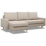 mebligo Eckcouch Textil 3-Sitzer Beige