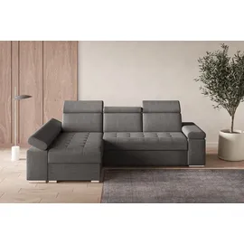 moeblo Ecksofa L mit Schlaffunktion, verstellbaren Kopfstützen & Bettkasten – Modernes Schlafsofa mit Stauraum - Ecksofa Luka L - Grau (Twist 20... - Grau
