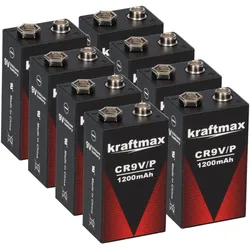 8x Kraftmax Lithium 9V Block Hochleistungs- Batterien für Rauchmelder Feuermelder - 10 Jahre Batterie Lebensdauer