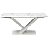 Vente-Unique Esstisch, Weiß, Glas, Keramik, Uni, 6-Sitzer, Rechteckig, 220x76x90 cm, Esszimmer, Tische, Esstische