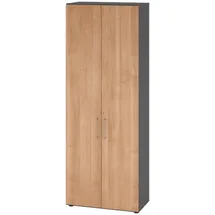 bümö Aktenschrank, Graphit, Nussbaum, Nachbildung,Nussbaum, 5 Fächer, Rechteckig, 80x215.6x42 cm, FSC Mix, Arbeitszimmer, Aktenschränke