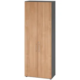 bümö Aktenschrank, Graphit, Nussbaum, Nachbildung,Nussbaum, 5 Fächer, Rechteckig, 80x215.6x42 cm, FSC Mix, Arbeitszimmer, Aktenschränke