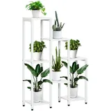 Outsunny Pflanzenständer mit 7 Ablagen  Blumenregal Balkon Belastung bis 2kg (jede Ebene) Weiß