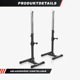 Gorilla Sports Squat Rack Hantelständer Schwarz 105–172 cm
