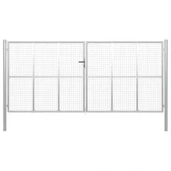 vidaXL Gartentor Verzinkter Stahl Silbern : Größe - 415 x 250 cm