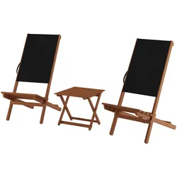 Erst-Holz Wikingerstuhl-Set Lagerfeuerstuhl Anglerstuhl Strandstuhl Partystuhl Stofffarbe schwarz V-10-365