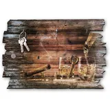 Kreative Feder Whisky Designer Schlüsselbrett, Hakenleiste im Landhaus-Stil, Shabby-Chic aus Holz 30x20cm (Whisky)