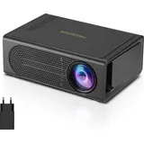 ZELURXX Mini Beamer, Tragbar, kabelgebundenen Bildschirmspiegelung, Unterstützt iOS und Android, Kompatibel mit Laptops/PC/Smartphone, Schwarz - Schwarz