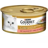 Gourmet Gold Feine Häppchen Katzenfutter  in Soße, Lachs und Huhn 2 Paletten (48 x 85 g)