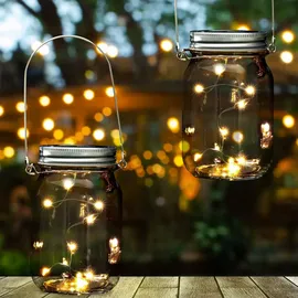 Relaxdays LED Solar Glas 2er Set