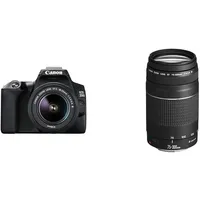 Canon EOS 250D Digitalkamera - mit Objektiv EF-S 18-55mm F4-5.6 is STM & EF 75-300mm F4.0-5.6 III Zoomobjektiv (58mm Filtergewinde) schwarz