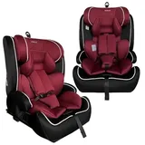 XOMAX HC02S Kindersitz ISOFIX 9–36 kg | ECE R129 i-Size | Gruppe 1/2/3 mit 5-Punkt-Gurt & Top Tether | mitwachsender Auto-Kindersitz höhenverstellbar, Sitzerhöhung (Rot)