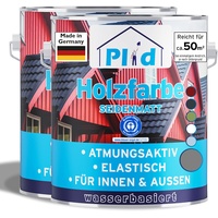 plid® Holzfarbe Holzlack Silbergrau Innen & Außen - Wetterschutzfarbe Silbergrau Holzfarbe Außen - Dauerhafte Holzschutzfarbe - Farbe für Holz - Lackfarbe Wetterfest - Made in Germany 5l