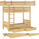 Erst-Holz Etagenbett f. Erwachsene 90x200 Nische 100 cm mit 2 Rollroste und 2 Bettkästen 60.16-09 S2