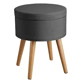 Tectake tectake® Sitzhocker mit Stauraum, rund, gepolstert, in Leinenoptik