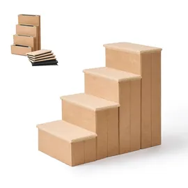 Relaxdays Hundetreppe Faltbar mit Stauraum 4 Stufen Beige 40 cm x 70 cm x 65 cm