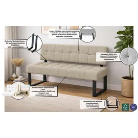 Home Affaire Polsterbank Mia Beige/Schwarz 141 x 64 cm