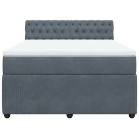 vidaXL Boxspringbett mit Matratze Dunkelgrau 140x200 cm Samt