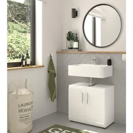 inn.furn Waschbeckenunterschrank weiß Hochglanz Badezimmer, Unterschrank 60 x 54 cm, Waschtisch Hunter