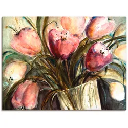 Wandbild ARTLAND "Lila Tulpen in Vase", lila (farbe bild(er): lila), B:80cm H:60cm T:1,8cm, Canvas, Leinwand, Bilder, als Leinwandbild, Poster, Wandaufkleber in verschied. Größen