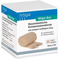 Höga Höga-Dur, dauerelastische Kompressionsbinde mit langem Zug - 8 cm x 7 m gedehnt - hautfreundlich, luftdurchlässig