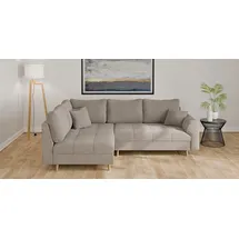 Home Affaire Ecksofa HOME AFFAIRE "CHARRE L-Form mit Ottomane, Maße B/T/H: 231/161/81 cm", beige (creme), B:231cm H:81cm T:161cm, 100% Polyester, Sofas, Ecksofa, feine Steppung, lose Rücken- und Zierkissen, auch in Cord und Bouclé