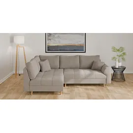 Home Affaire Ecksofa HOME AFFAIRE "CHARRE L-Form mit Ottomane, Maße B/T/H: 231/161/81 cm", beige (creme), B:231cm H:81cm T:161cm, 100% Polyester, Sofas, Ecksofa, feine Steppung, lose Rücken- und Zierkissen, auch in Cord und Bouclé