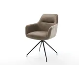 DELIFE Polsterstuhl Pejo-Flex, Kreuzgestell konisch Schwarz Mikrofaser Taupe Vintage Taschenfederkern grau